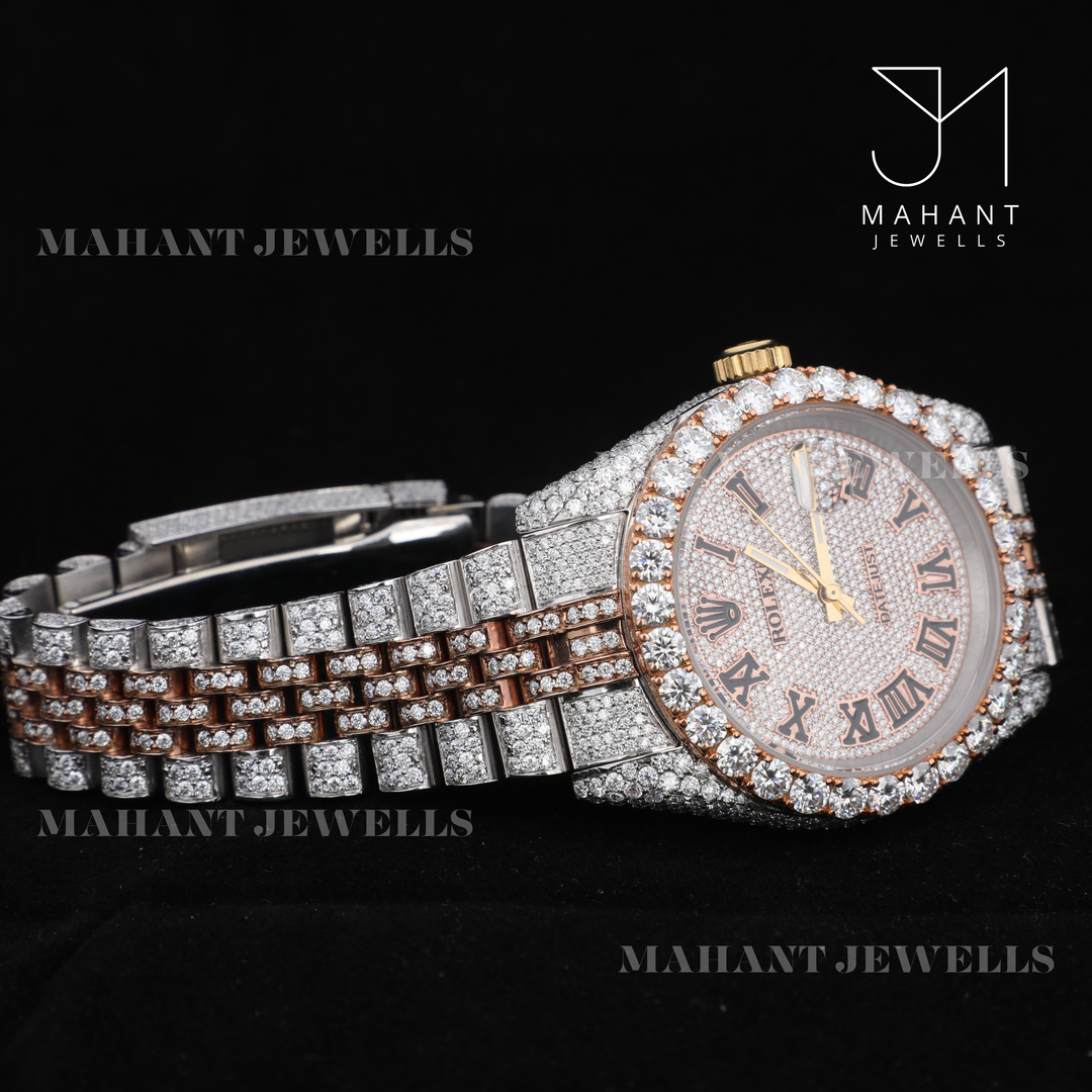 Date Just Automatic Movement Moissanite Diamond Dial Hip Hop Watch