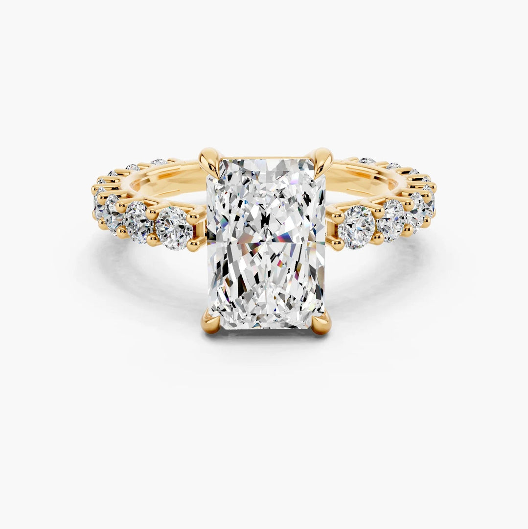 2.50CT Radiant Cut Moissanite Diamond Pave Engagement Ring