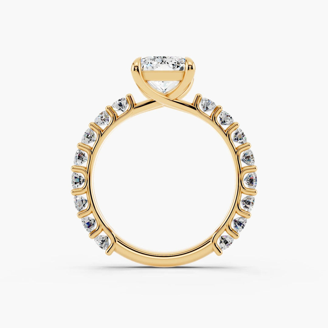 2.50CT Radiant Cut Moissanite Diamond Pave Engagement Ring