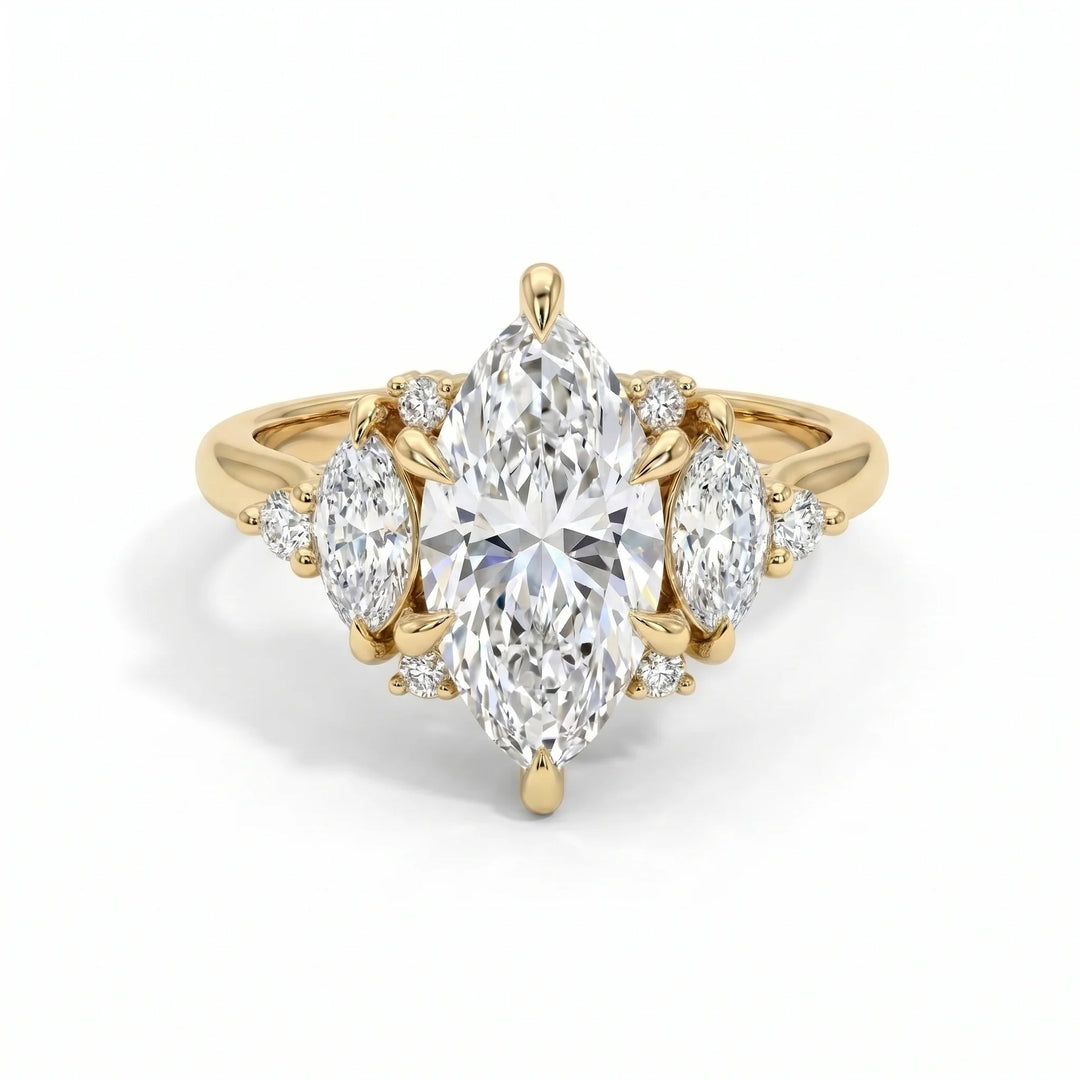 4.0CT Marquise Diamond Moissanite Cluster Engagement Ring