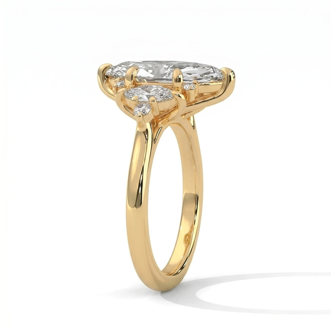 4.0CT Marquise Diamond Moissanite Cluster Engagement Ring