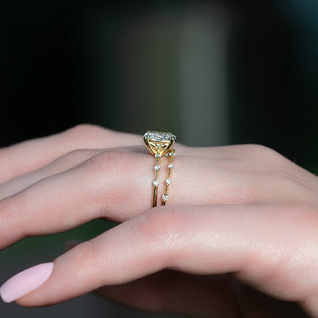 Elongated Cushion Moissanite Ring
