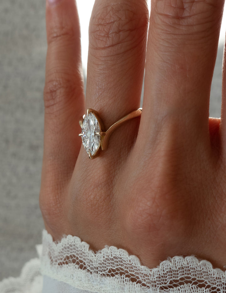 2.0CT Marquise Cut Moissanite Unique Engagement Ring