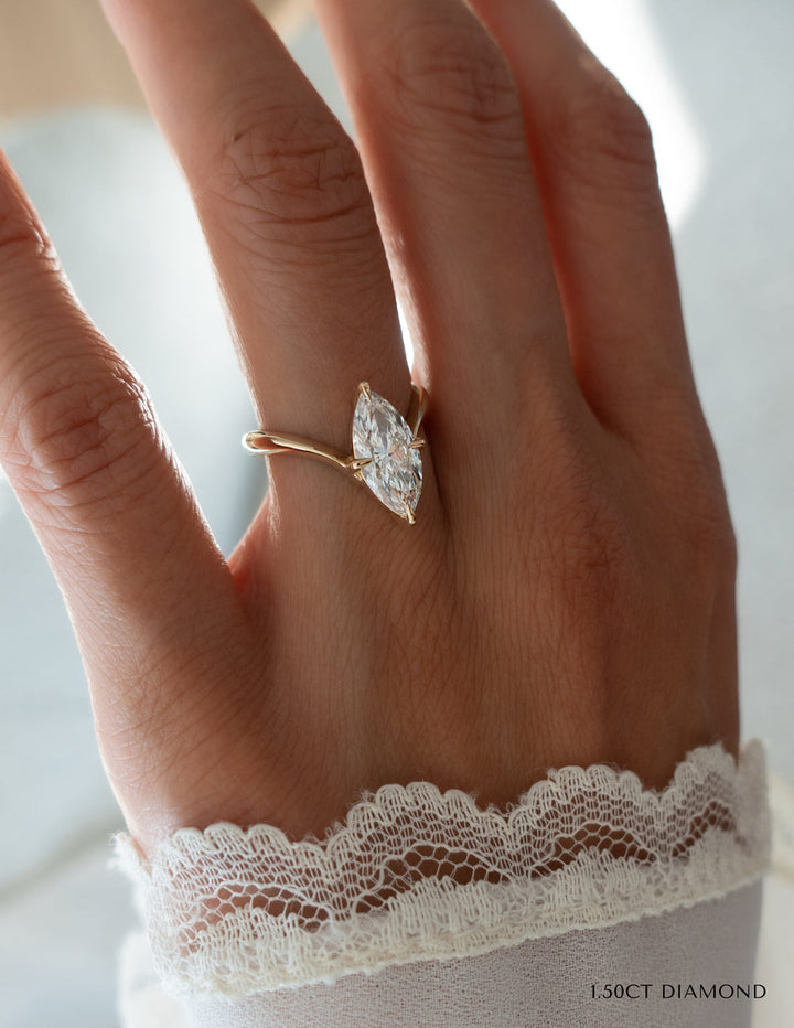 2.0CT Marquise Cut Moissanite Unique Engagement Ring