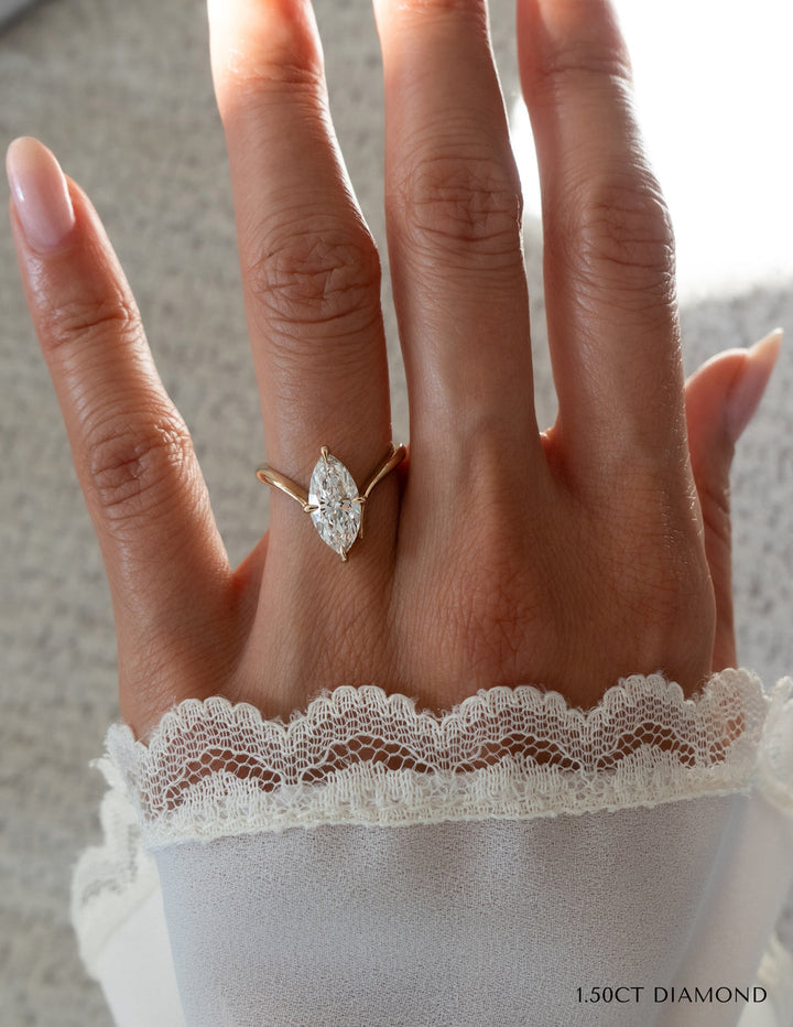 2.0CT Marquise Cut Moissanite Unique Engagement Ring