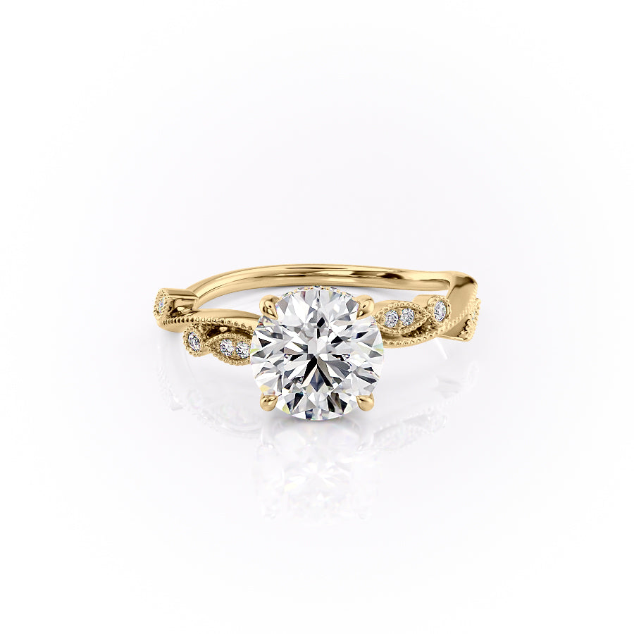 Leaf Design Engagement Ring