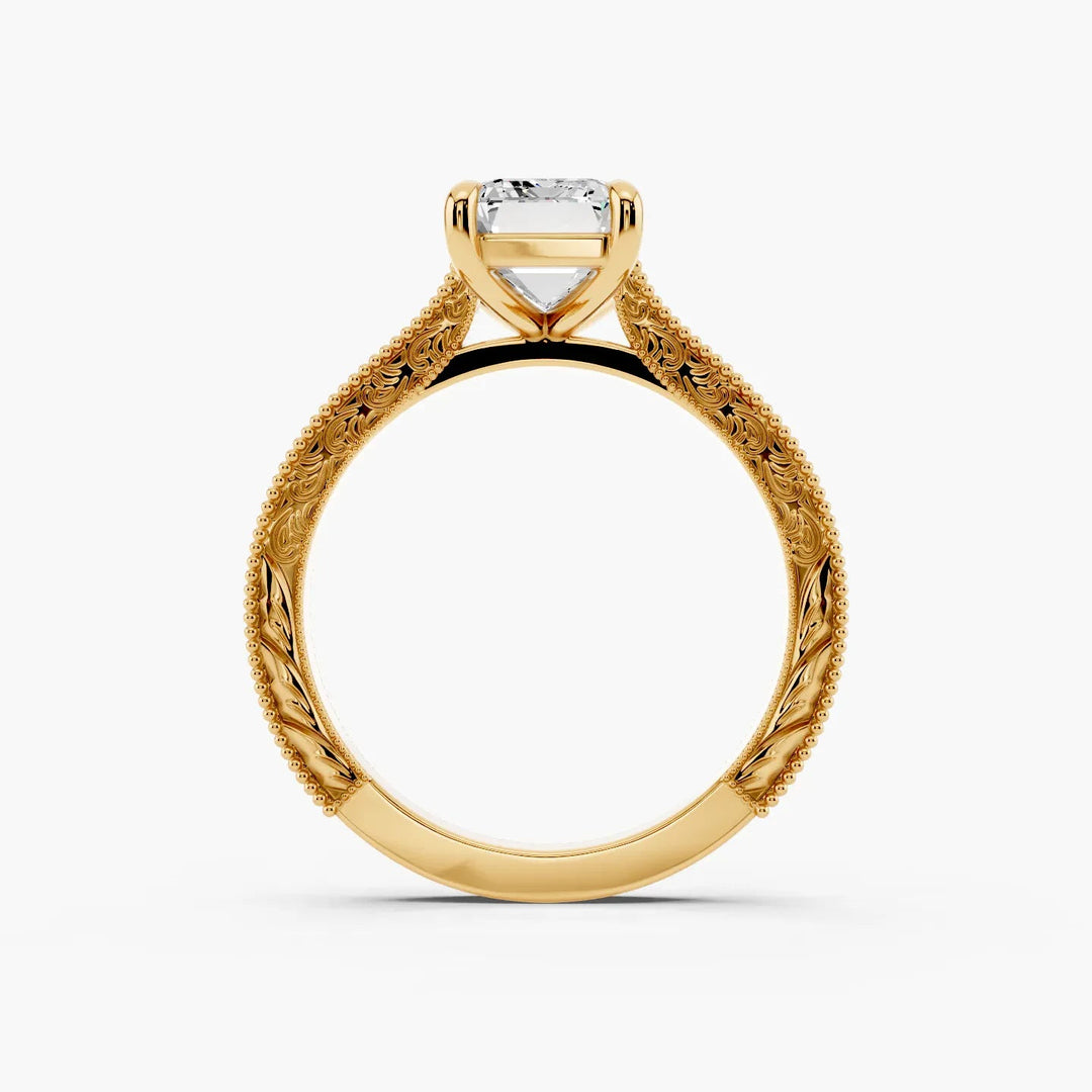 3.50 CT Emerald Cut Vintage Moissanite Diamond Engagement Ring
