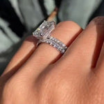 Load image into Gallery viewer, 2.5 CT Radiant Cut Moissanite Diamond Bridal Engagement Ring Set
