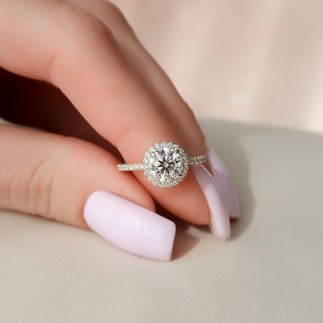 Round Halo Moissanite Ring