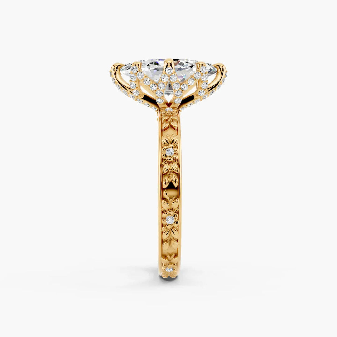 5.0CT Marquise Diamond Moissanite Milgrain Engagement Ring
