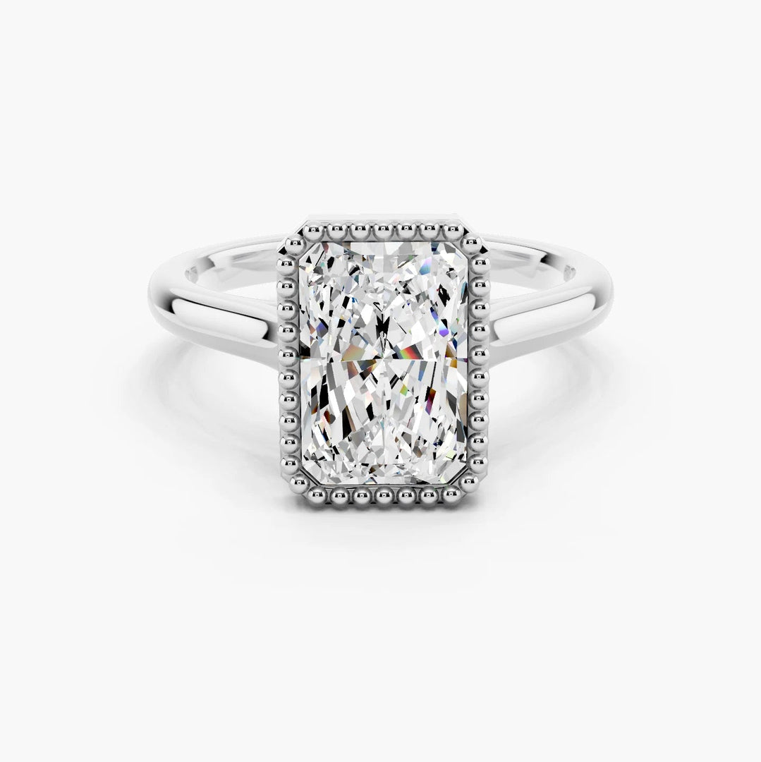 4.0CT Radiant Diamond Moissanite Unique Bezel Engagement Ring