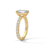 Load image into Gallery viewer, 1.50 CT Emerald Cut  Pave Moissanite Diamond Engagement Ring