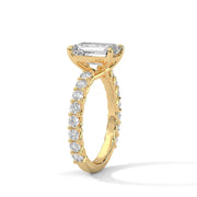1.50 CT Emerald Cut  Pave Moissanite Diamond Engagement Ring