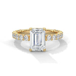 Load image into Gallery viewer, 1.50 CT Emerald Cut  Pave Moissanite Diamond Engagement Ring