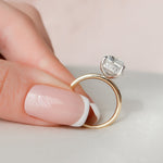 Load image into Gallery viewer, 2 Elongated Cushion Cut Moissanite Hidden Halo Engagement Ring
