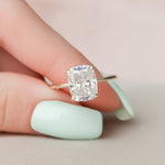 Load image into Gallery viewer, 2 Elongated Cushion Cut Moissanite Hidden Halo Engagement Ring
