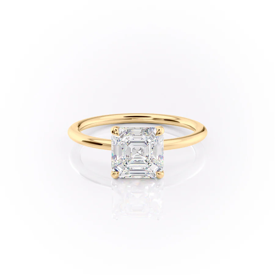1.0CT Asscher Diamond Moissanite Solitaire Engagement Ring