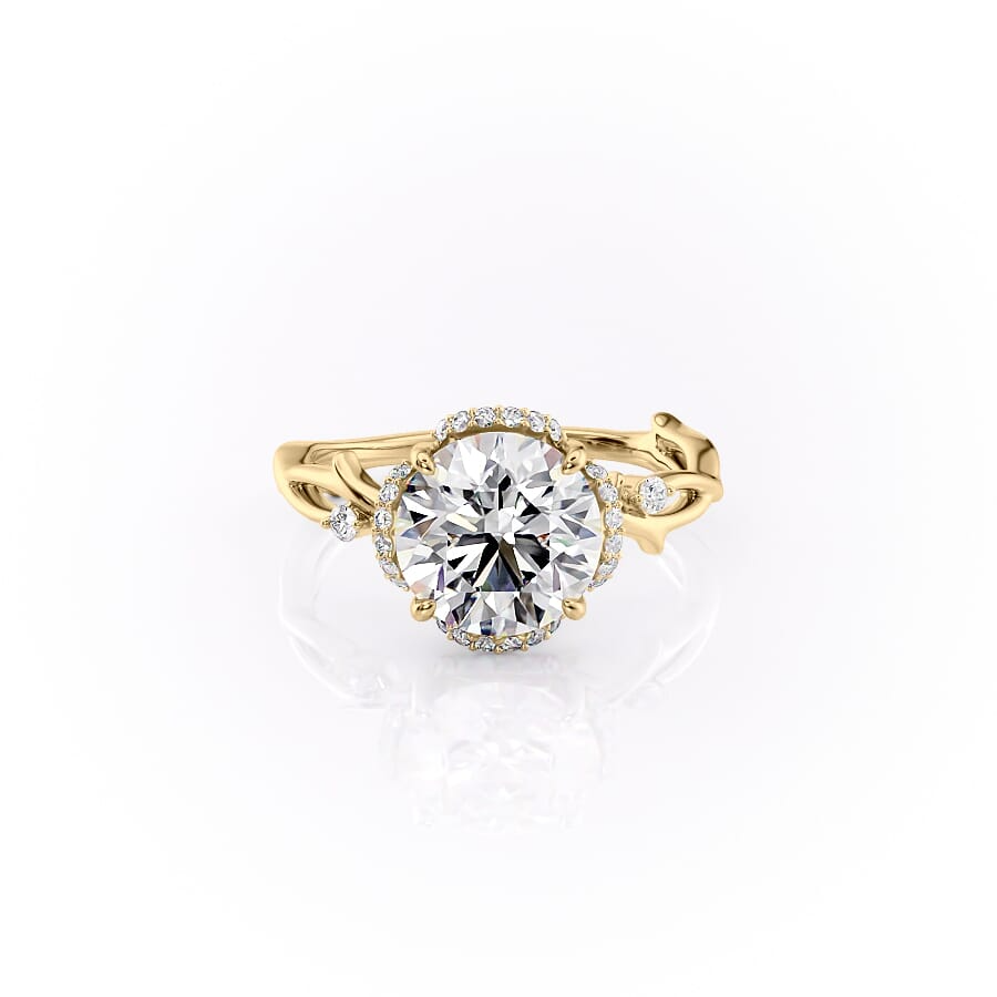 2.0CT Round Diamond Lab Grown Halo Nature Inspired Engagement Ring