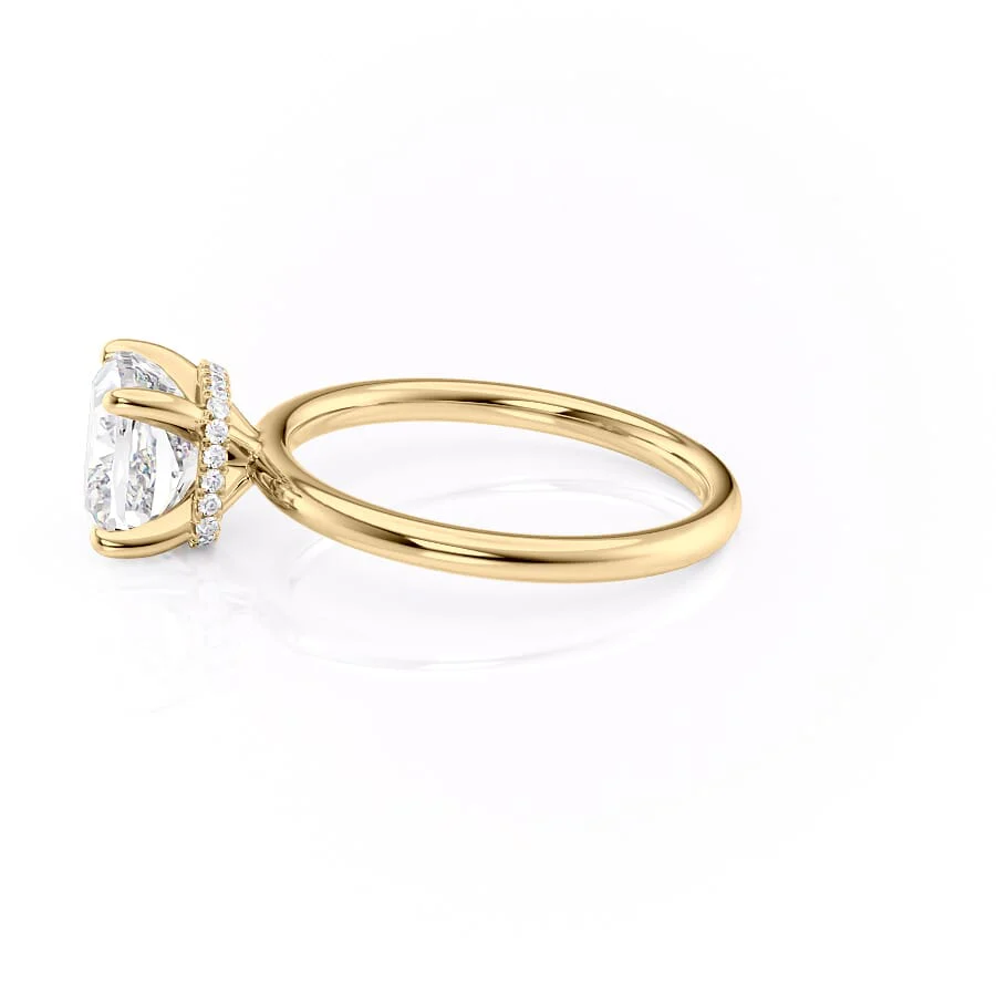 1.0CT Cushion Moissanite Diamond Hidden Halo Solitaire Engagement Ring