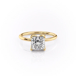 Load image into Gallery viewer, 1.0CT Princess Diamond Moissanite Lotus Prong Solitaire Engagement Ring