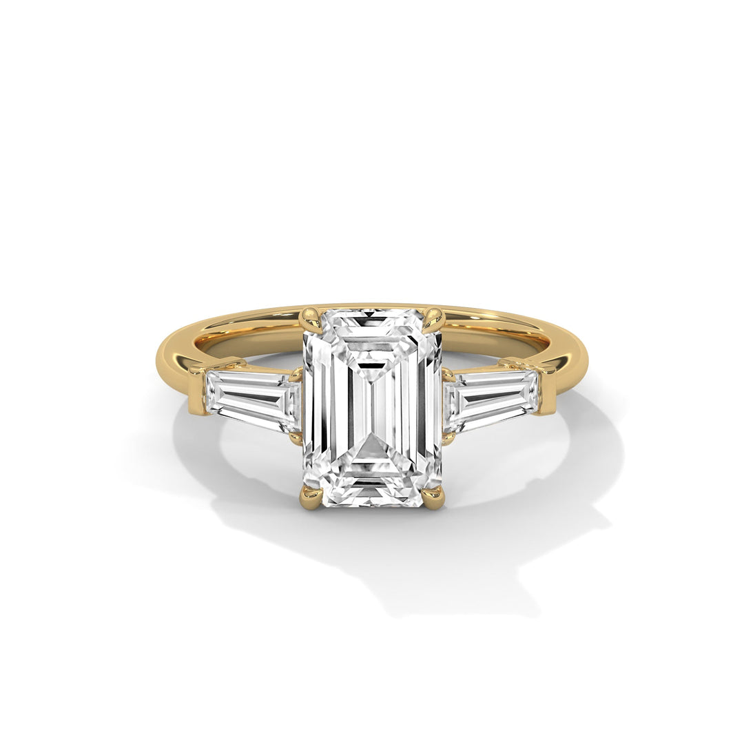 1.50 CT Emerald Cut Three Stone Moissanite Diamond Engagement Ring