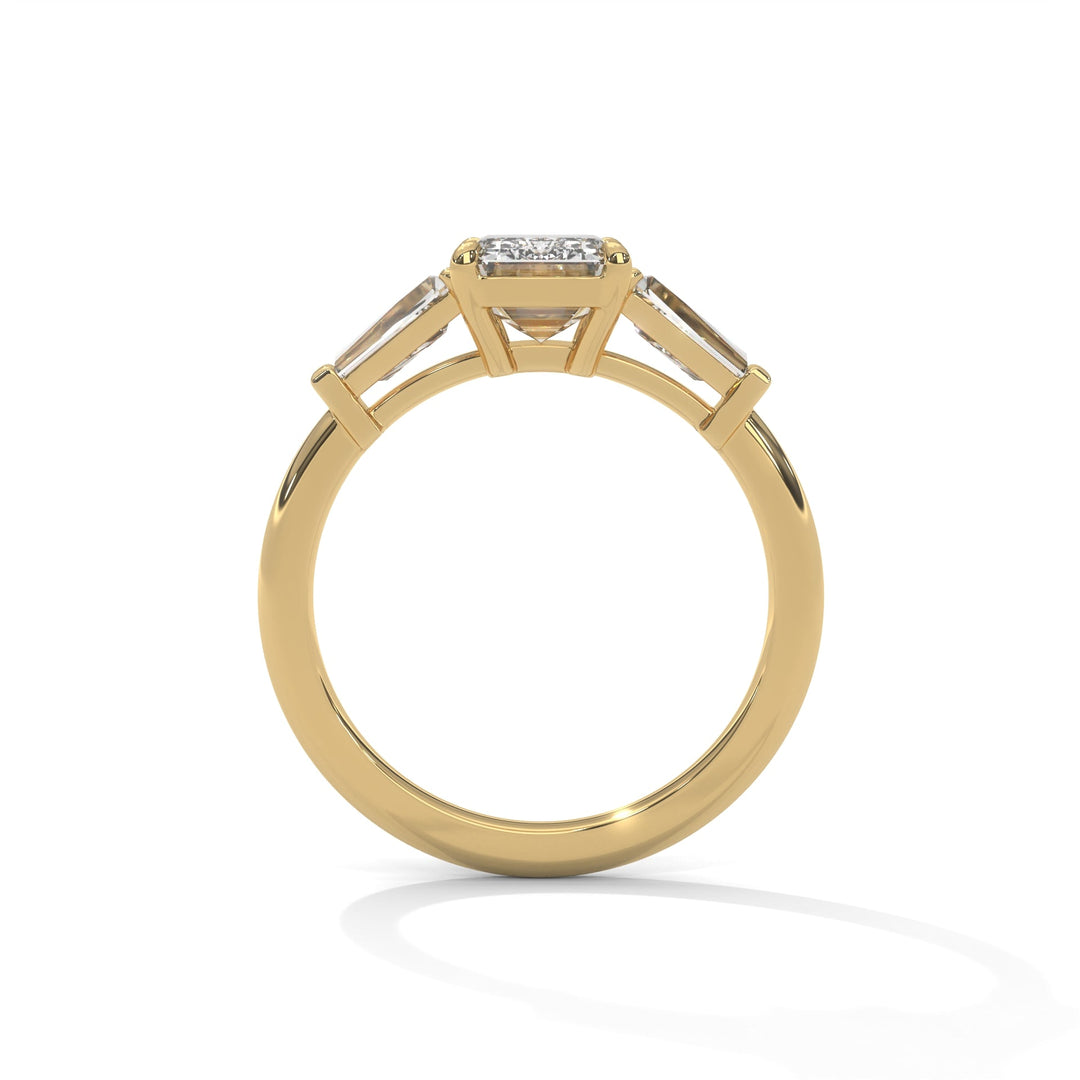 1.50 CT Emerald Cut Three Stone Moissanite Diamond Engagement Ring