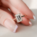 Load image into Gallery viewer, 2.50 CT Emerald Cut Moissanite Hidden Halo Engagement Ring
