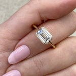 Load image into Gallery viewer, 3 CT Emerald Flush Stacking Half Bezel Solitaire Moissanite Engagement Ring
