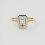 Load image into Gallery viewer, 3.50 CT Split Shank Emerald Bezel Set Solitaire Engagement Ring
