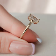 2.50 CT Emerald Cut Moissanite Hidden Halo Engagement Ring