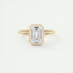 Load image into Gallery viewer, 3.50 CT Split Shank Emerald Bezel Set Solitaire Engagement Ring
