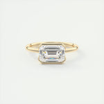 Load image into Gallery viewer, 3 CT Emerald Flush Stacking Half Bezel Solitaire Moissanite Engagement Ring
