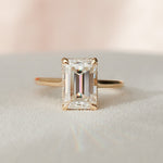 Load image into Gallery viewer, 2.50 CT Emerald Cut Moissanite Hidden Halo Engagement Ring
