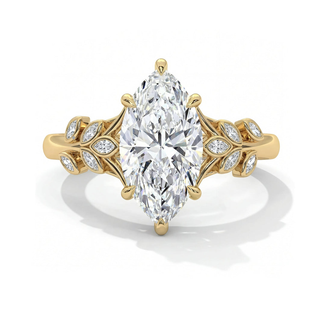 4.0CT Marquise Cut Moissanite Diamond Bezel Cluster Engagement Ring