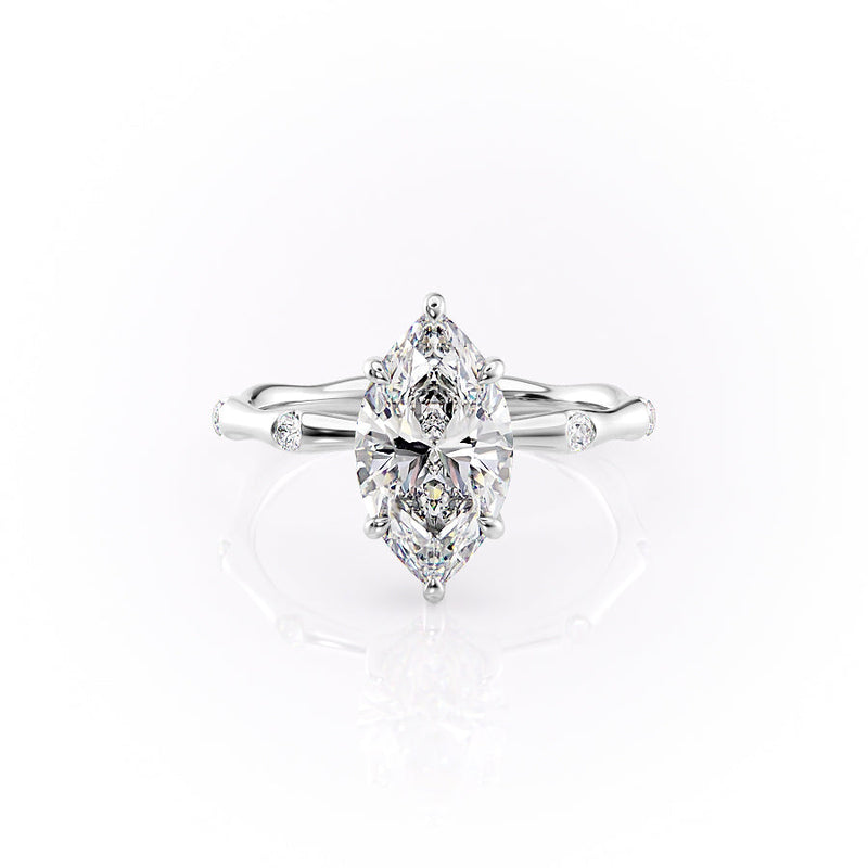 3 CT Marquise Lab Grown Distance Pave Engagement Ring