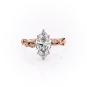 2 CT Marquise Lab Grown Leaf Style Engagement Ring