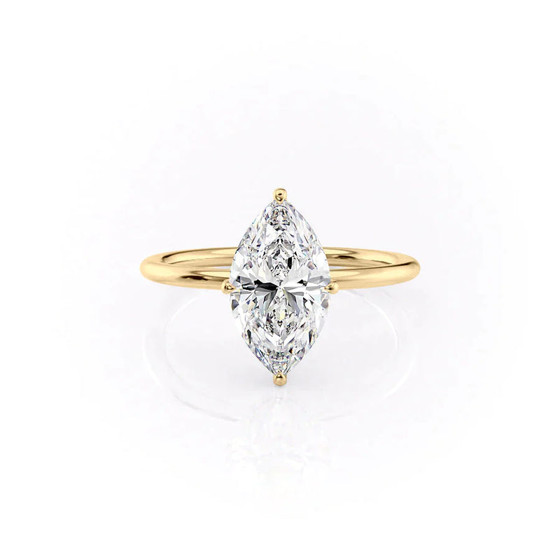 2.5 CT Marquise Cut Moissanite Halo Solitaire Engagement Ring