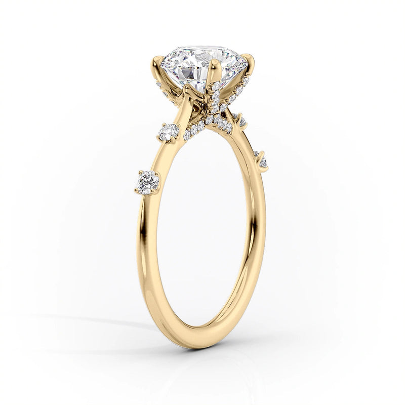 Unique 2 CT Marquise Lab Grown Distance Pave Engagement Ring