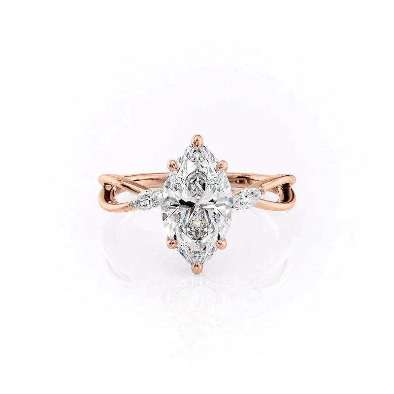 2.50 CT Marquise Cut Moissanite Split Shank Band Engagement Ring