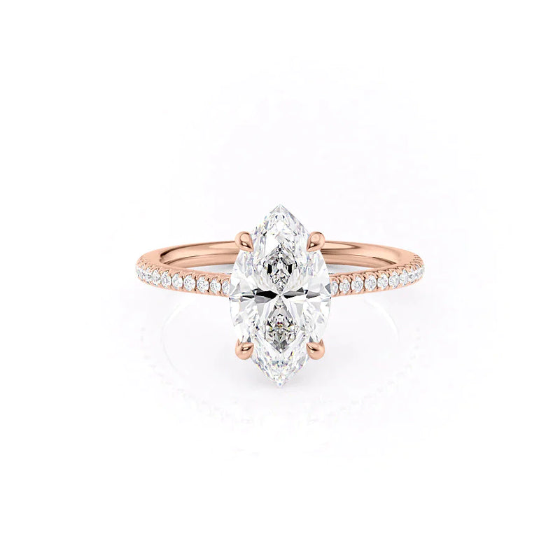 3 CT Marquise Lab Grown Diamond Pave Engagement Ring