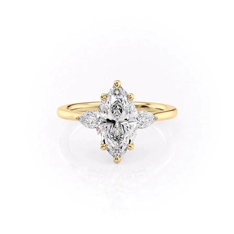 Marquise Three Stone Engagement Ring Lab Grown Diamond Promise Ring for Women