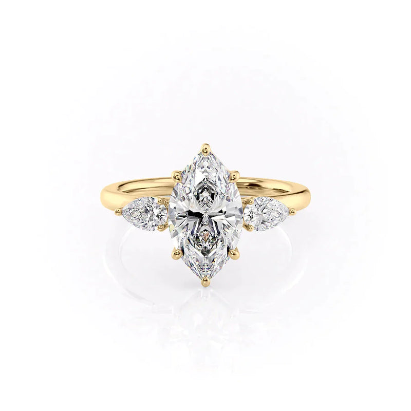 Unique Three Stone 2 CT Marquise Lab Grown Engagement Ring