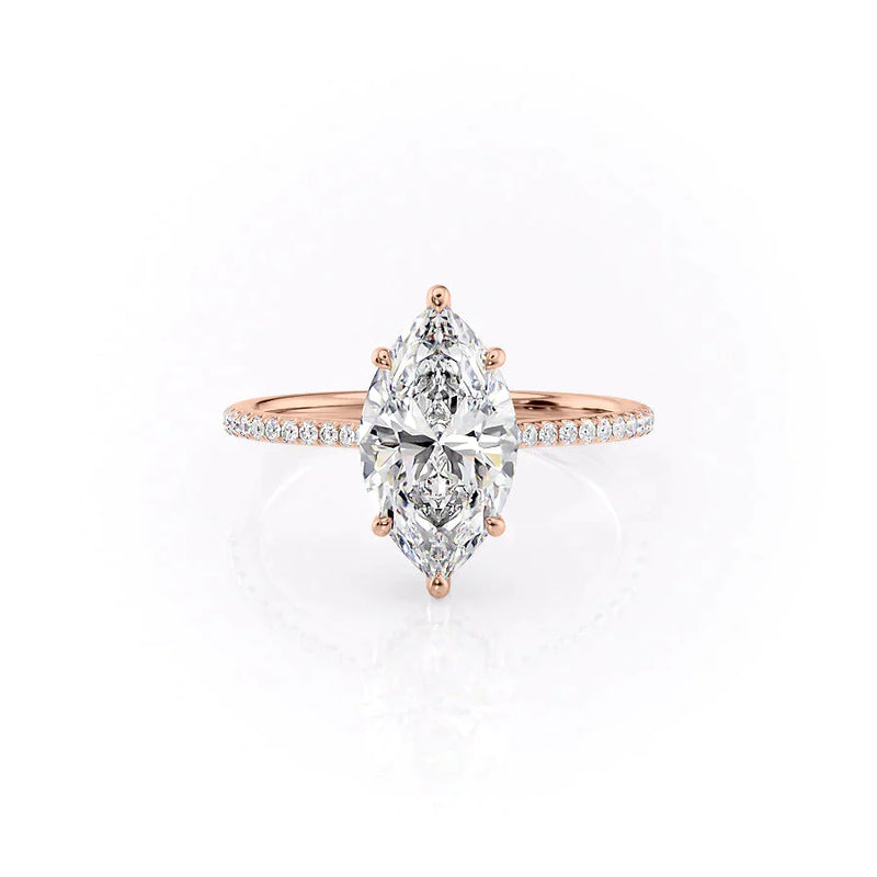 3 CT Marquise Lab Grown Pave With Halo Engagement Ring