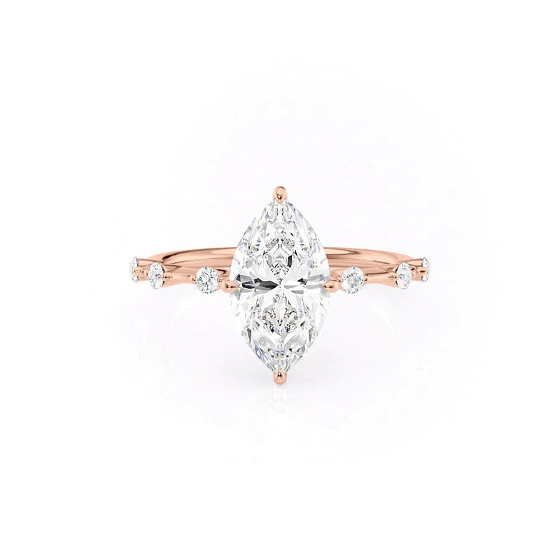 3 CT Marquise Cut Moissanite Distance Pave Engagement Ring