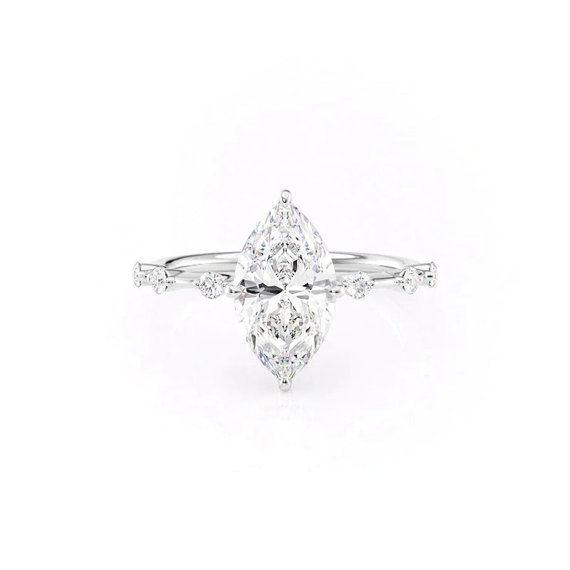 3 CT Marquise Cut Moissanite Distance Pave Engagement Ring