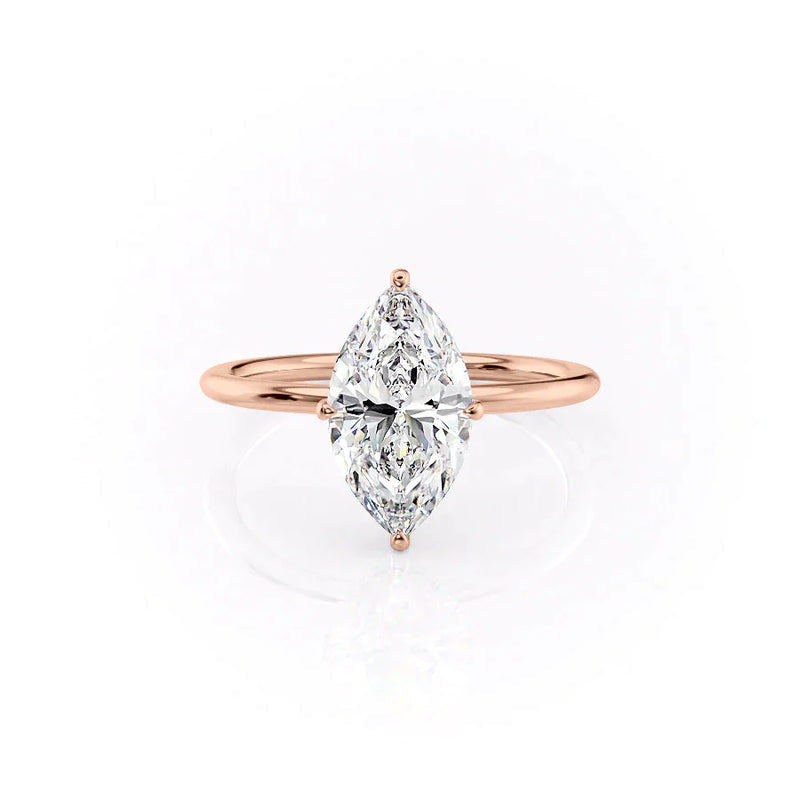 2.5 CT Marquise Cut Moissanite Halo Solitaire Engagement Ring