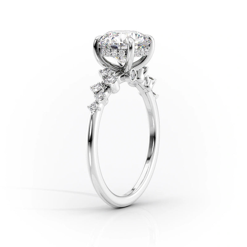 2 CT Solitaire Cluster Ring With Marquise Moissanite Ring