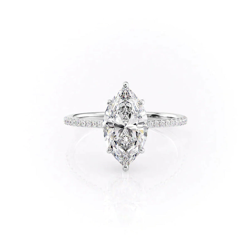 3 CT Marquise Lab Grown Pave With Halo Engagement Ring