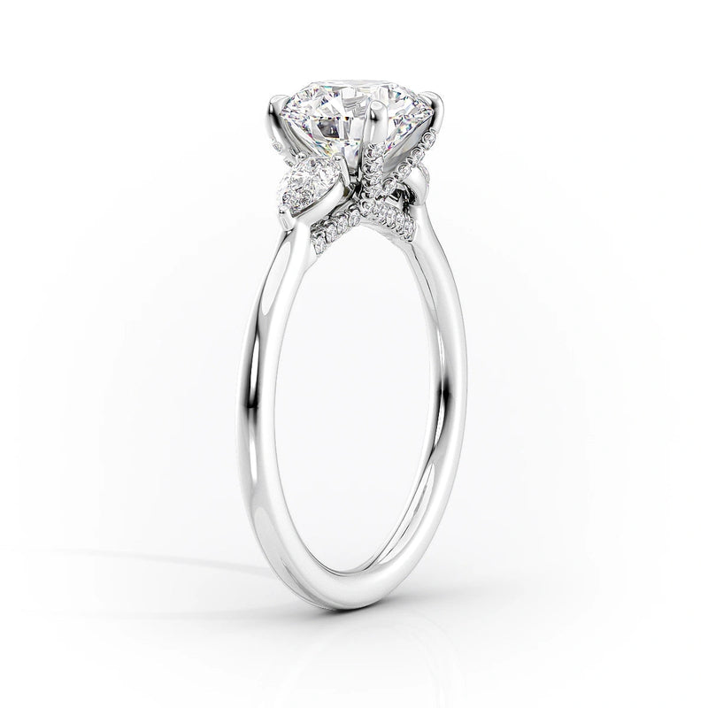 Marquise Three Stone Engagement Ring Lab Grown Diamond Promise Ring for Women