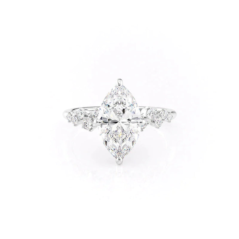 2 CT Solitaire Cluster Ring With Marquise Moissanite Ring